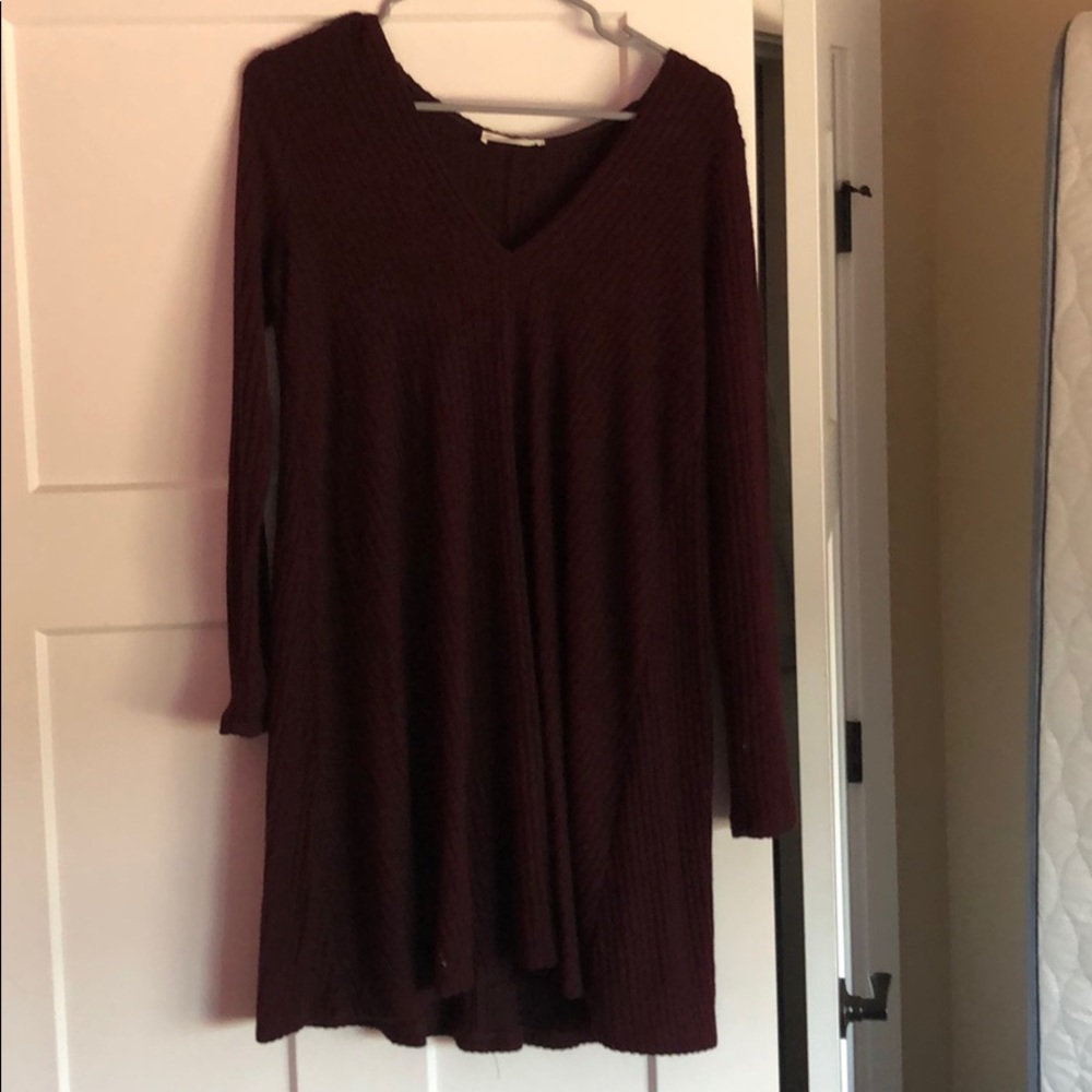 burgundy sweater dress
